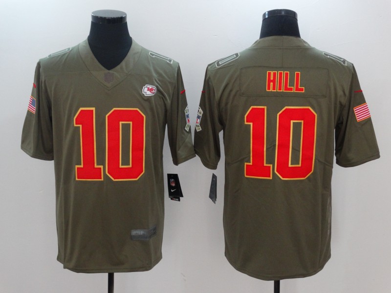 Men Kansas City Chiefs #10 Hill Nike Olive Salute To Service Limited NFL Jerseys->new england patriots->NFL Jersey